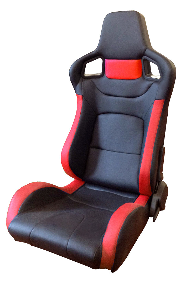 PVC Adjustable Red And Black Racing Seats / Sports Car Seat with single slider